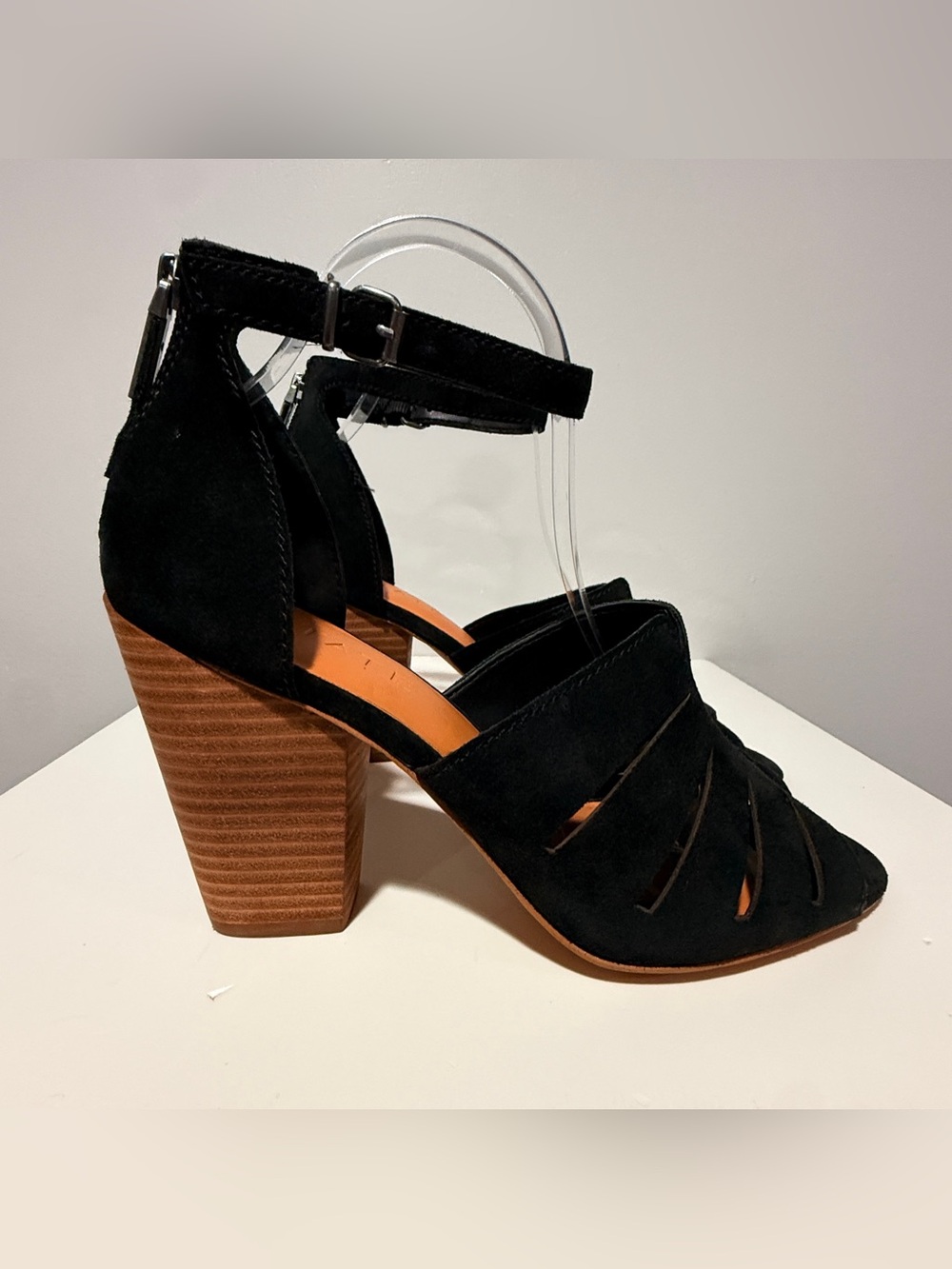 1. State Black Suede Cutout Block Heel Sandals